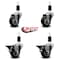 Service Caster 3'' Black Poly Wheel Swivel 1-3/8'' Expanding Stem Caster Set 2 Brakes, 4PK SCC-EX20S314-PPUB-BLK-2-PLB-2-138 - alternate 5